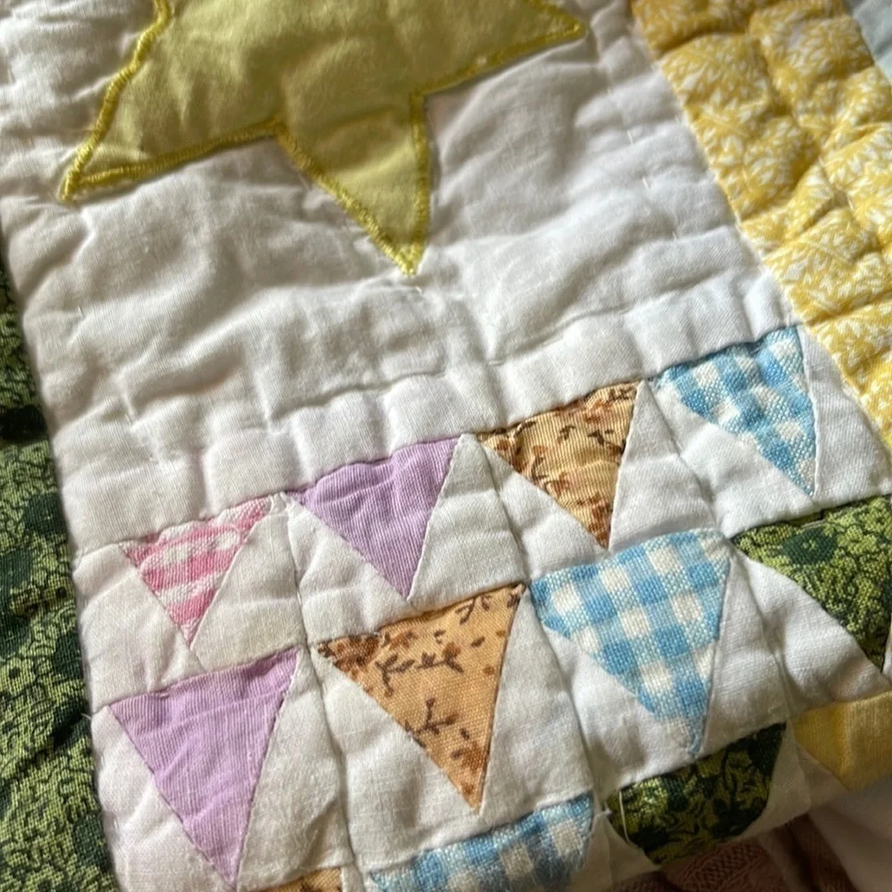 Stork Carrying New Born Baby Quilt. 42 x 48. P/A1490